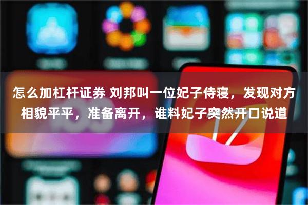 怎么加杠杆证券 刘邦叫一位妃子侍寝，发现对方相貌平平，准备离开，谁料妃子突然开口说道