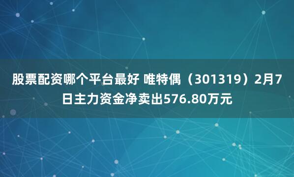 股票配资哪个平台最好 唯特偶（301319）2月7日主力资金净卖出576.80万元